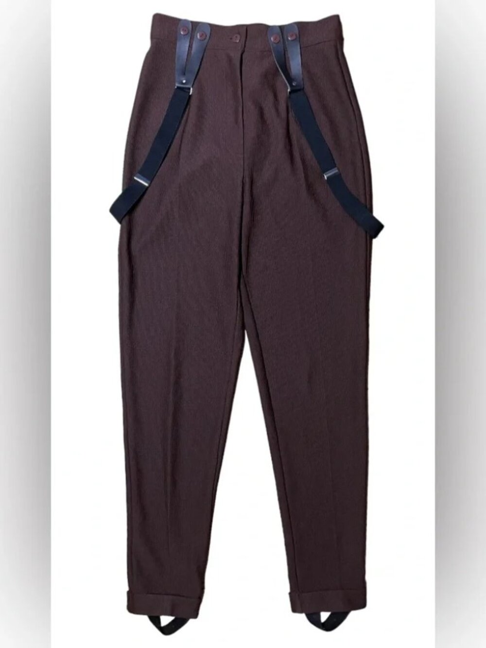 Vintage suspender stirrup high waist pants made in Canada small